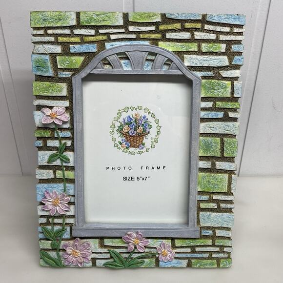 Picture Frame 5x7 Photo Spring Summer Brick Window Flowers - Picture 1 of 10